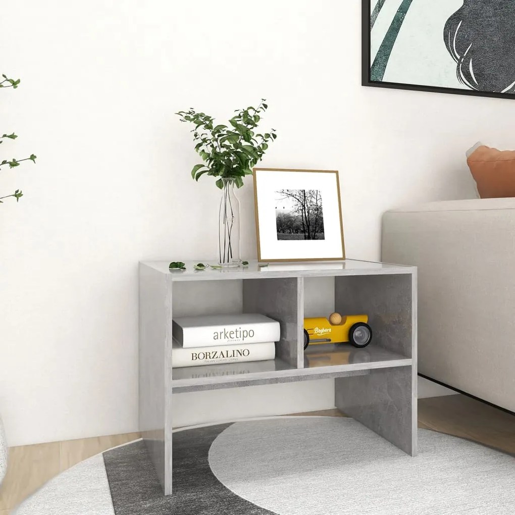 806709 vidaXL Mesa de apoio 60x40x45 cm contraplacado cinzento cimento