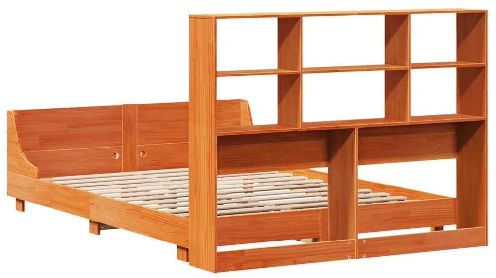 Cama sem colchão 140x190 cm pinho maciço castanho-mel