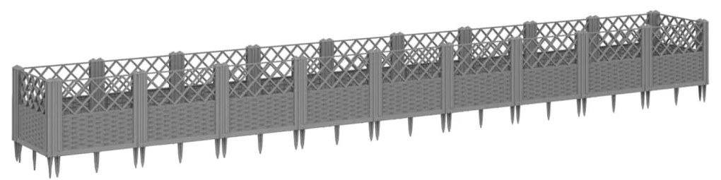 Vaso/floreira jardim c/ estacas 363,5x43,5x43,5 cm cinza-claro