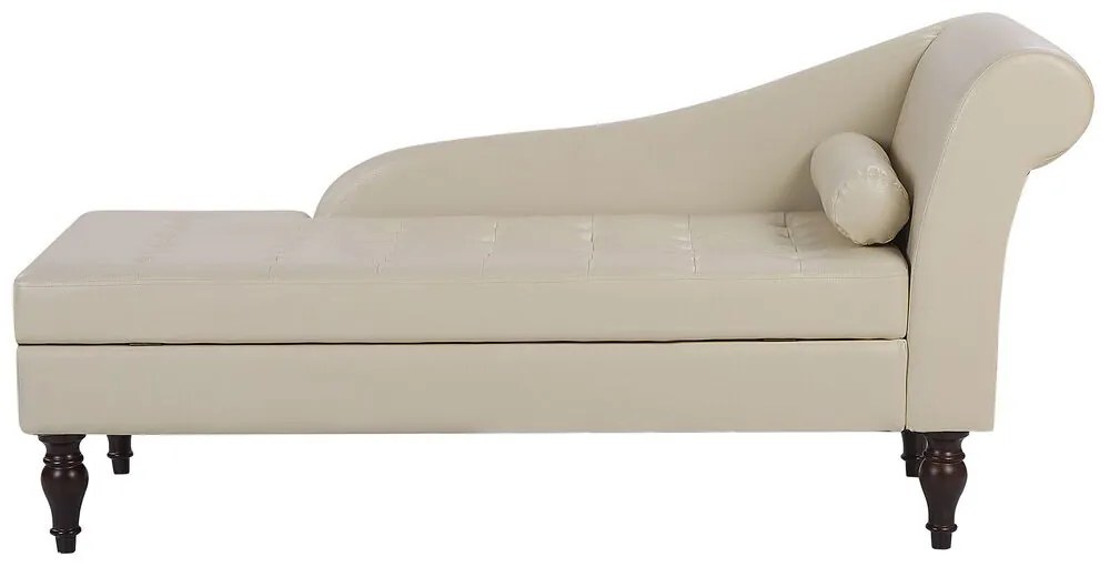 Chaise-longue à direita com arrumação em pele sintética creme PESSAC II Beliani