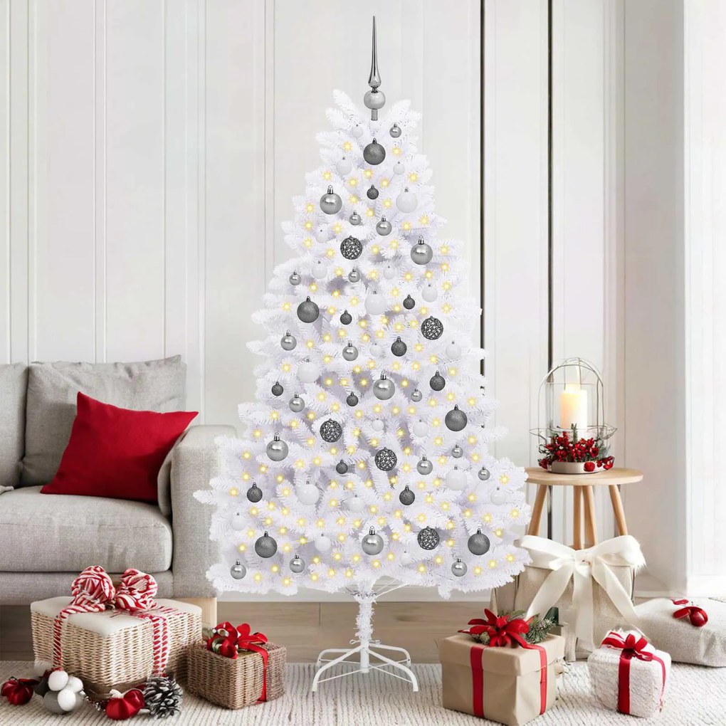 vidaXL Árvore de Natal Artificial 90 x 90 x 180 cm PVC e Metal