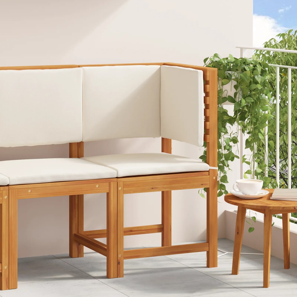 Cadeira de canto vidaXL para jardim com almofadas em madeira de acácia