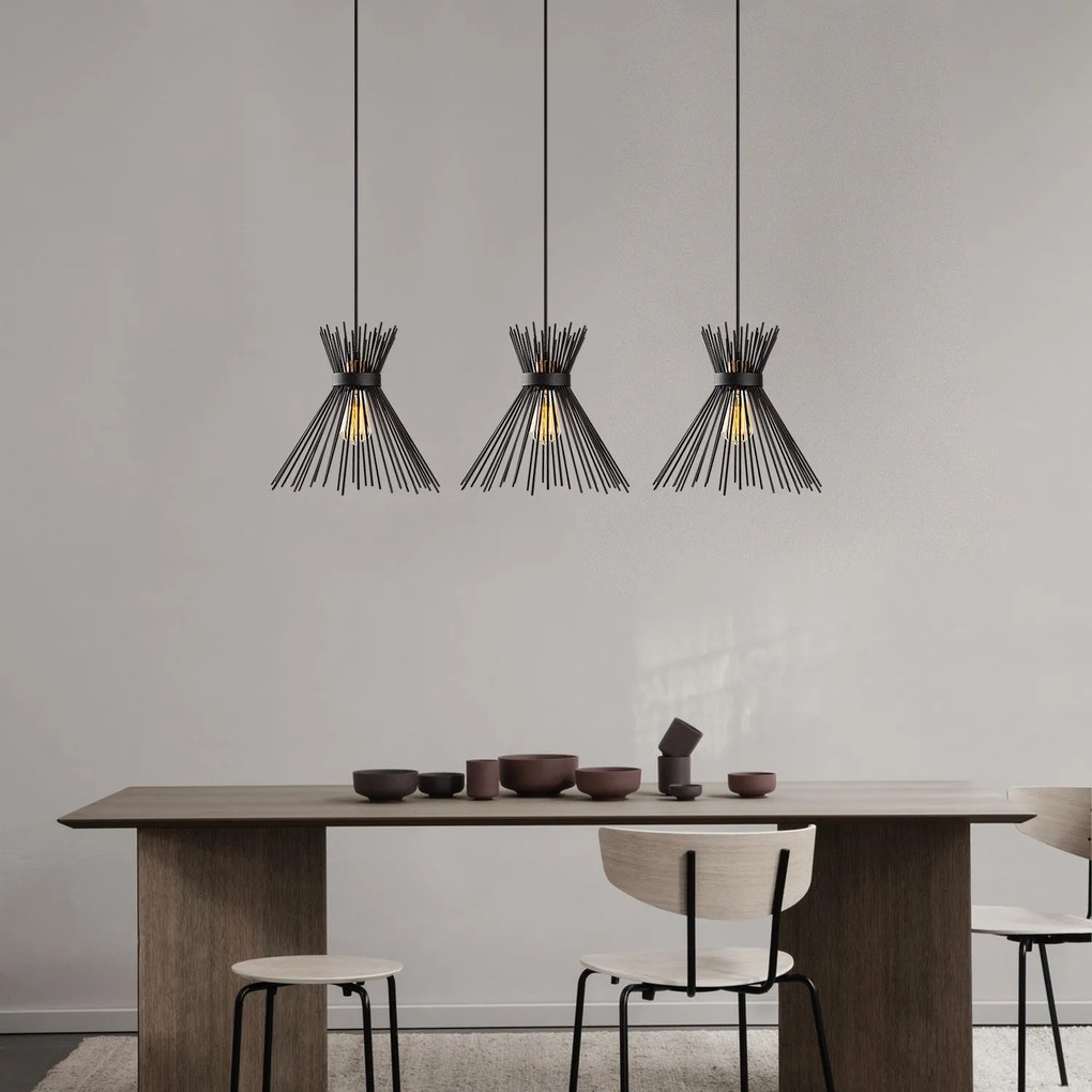 Candeeiro de Teto Kirpi – Preto – 104 x 34 cm