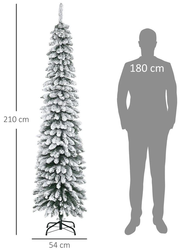 Árvore de Natal Artificial 210cm com Neve Ignífugo com 490 Ramos Folha