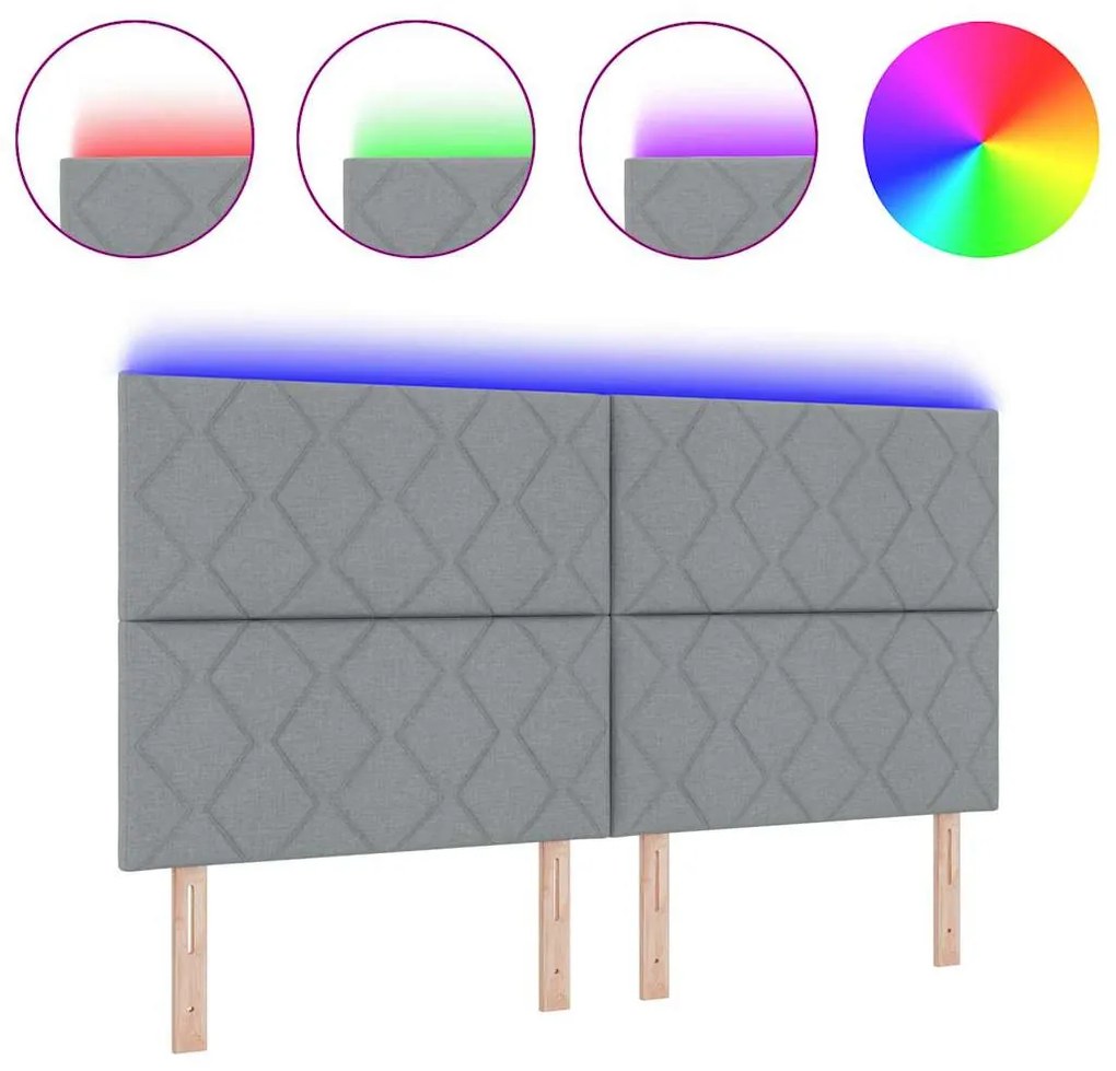 Cabeceira LED vidaXL Design Blocos em Diamante Cinza Claro 180 cm Teci
