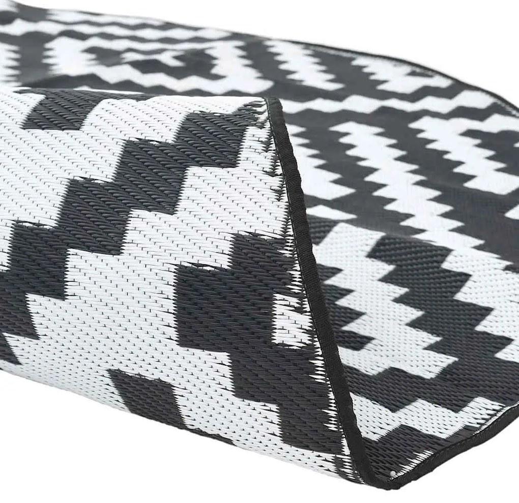 Tapete de exterior Ø200 cm ARAKIL PP branco e preto