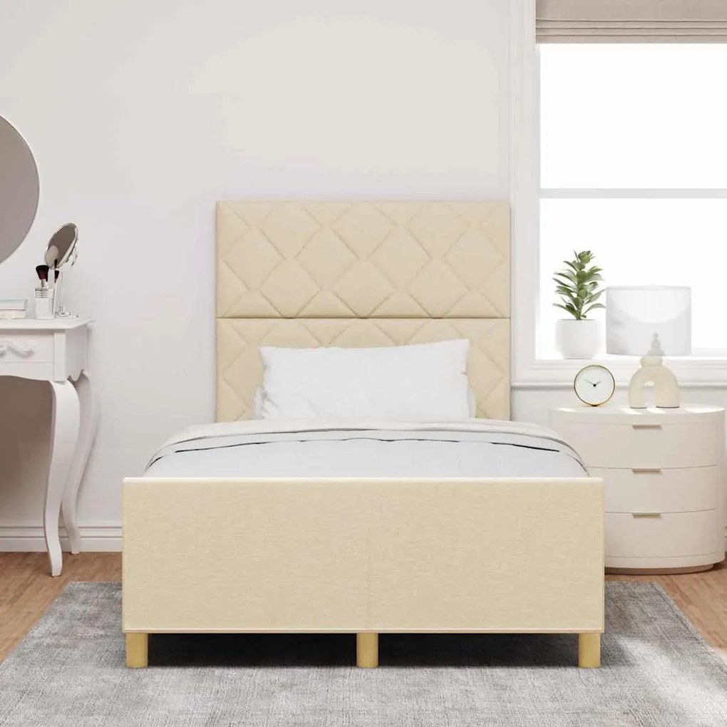 Cama vidaXL Creme 120x200 cm em Tecido
