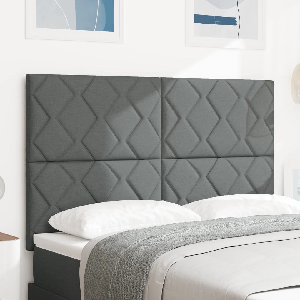 Cabeceira Design de Blocos de Diamante Cinza Escuro 140 cm Têxtil