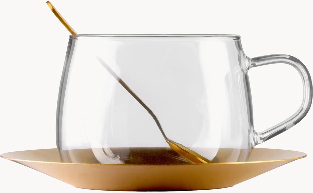 Copo de café e chá com pires e colher de chá Eva