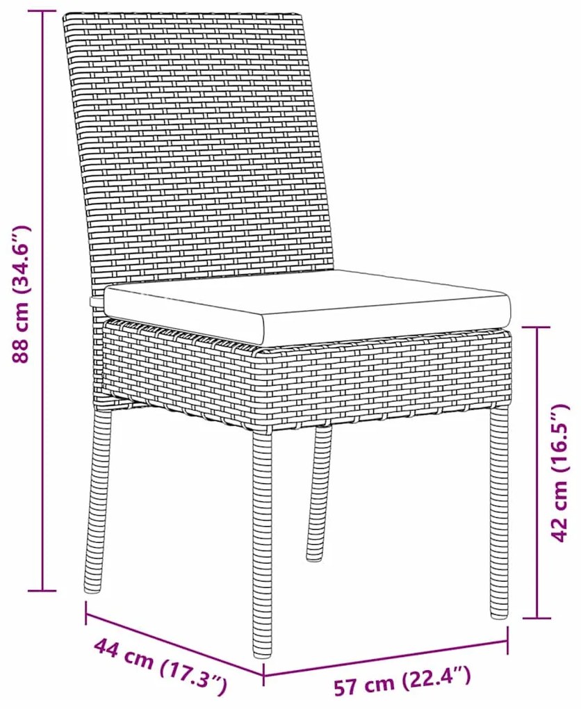 Conjunto de Jantar para Jardim - 3 Peças em Rattan Sintético Cinza