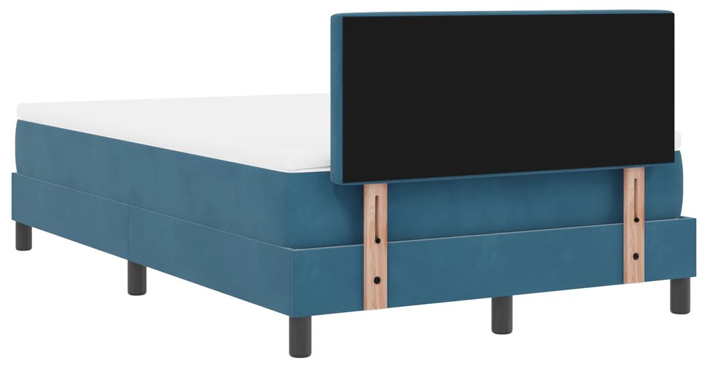 Cama Box Spring vidaXL com Colchão Azul Escuro 120x200 cm Veludo