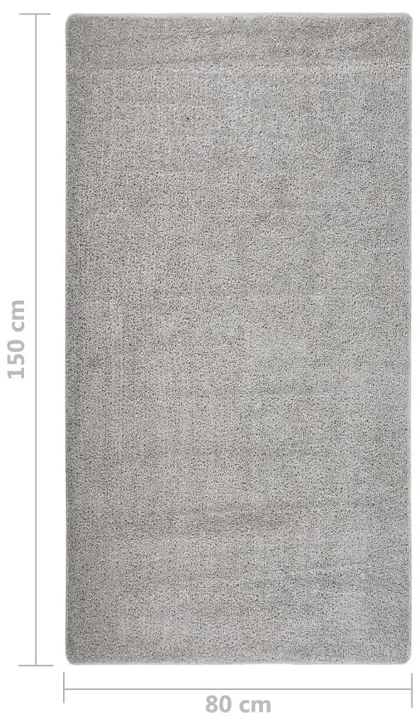 Tapete shaggy 80x150 cm antiderrapante cinzento-claro