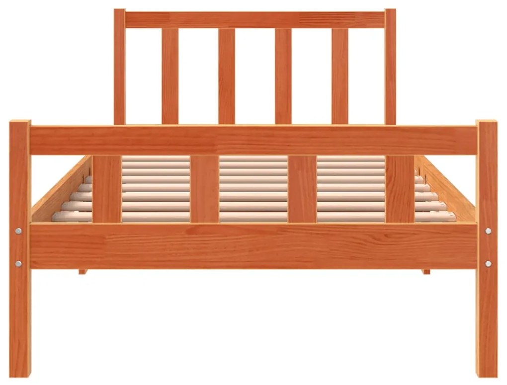 Cama sem colchão 75x190 cm madeira de pinho maciça castanho-mel