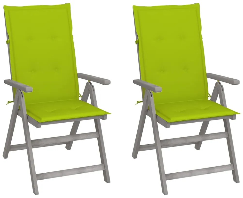 vidaXL Cadeiras jardim reclináveis c/ almofadões 2 pcs acácia maciça