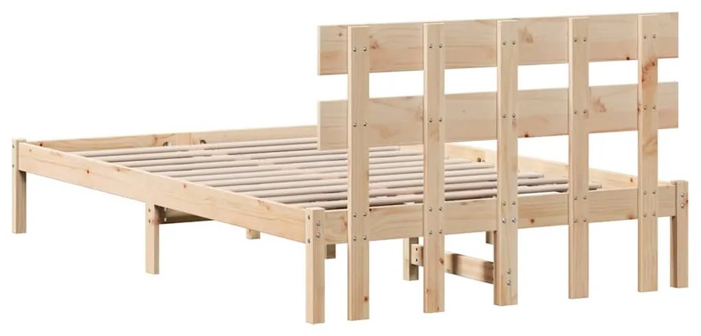Estrutura de Cama com Cabeceira 135x190 cm Madeira Sólida de Pinho