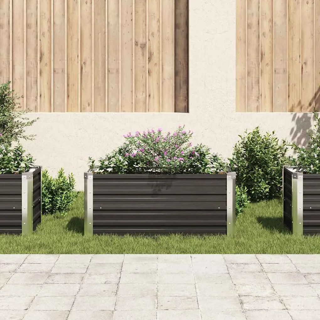 Canteiro elevado jardim aço galvanizado 100x40x45 cm antracite