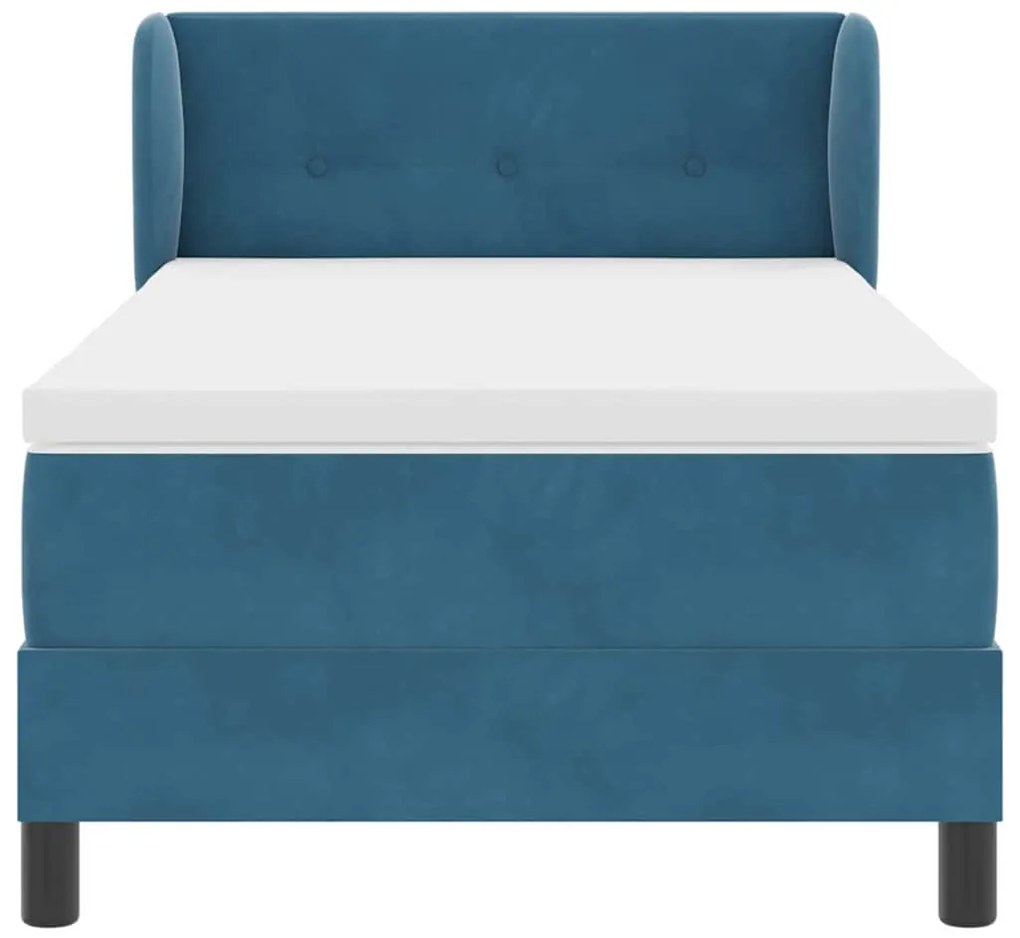 Cama Box Spring com Colchão Azul Escuro 90x190 cm em Veludo