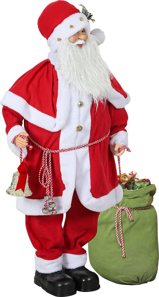 Figura de Pai Natal Decorativa, 55 x 21 x 140 cm, Animada com Efeitos Sonoros, Vermelho