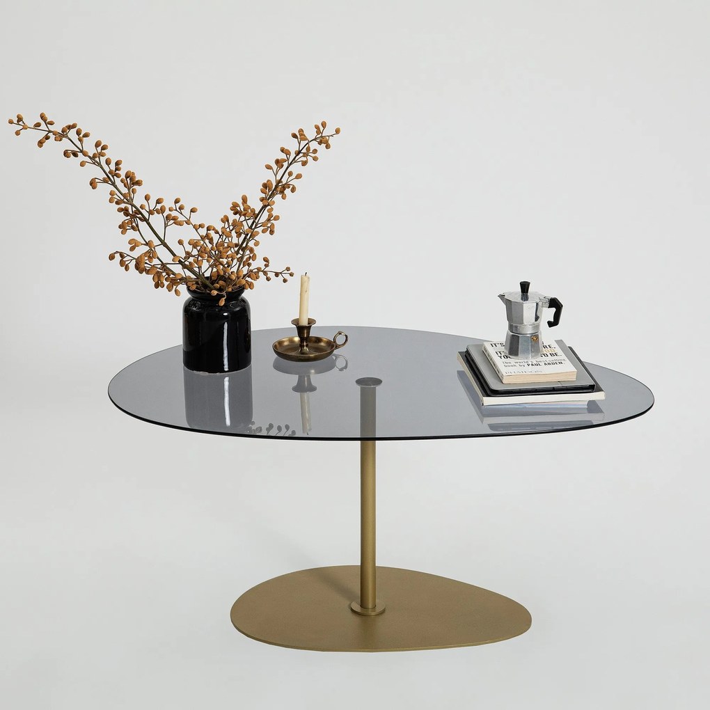 Mesa de Centro Porto – Cinzento Escuro e Dourado – 90 x 40 x 60 cm