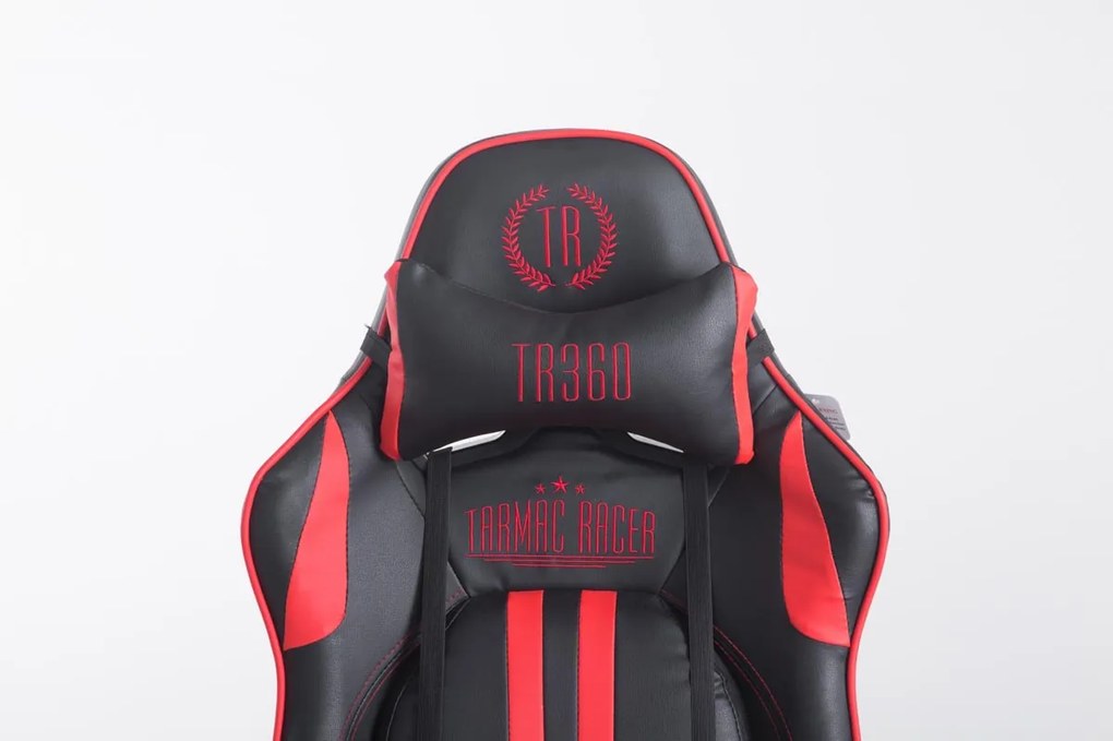 Cadeira Gaming Limit V2 em imitação de pele com apoio para os pés preto/vermelho