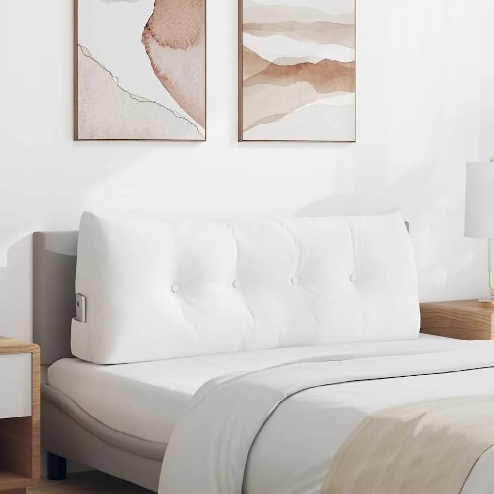 vidaXL Travesseiro para Costas Branco 120 x 24 x 50 cm tecido