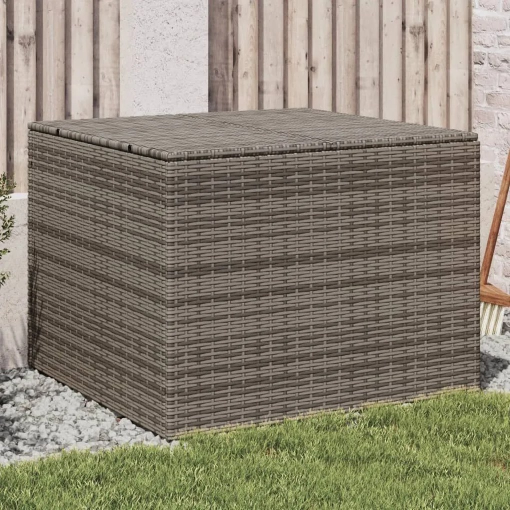 vidaXL Caixa de arrumação para jardim 291L vime PE cinzento