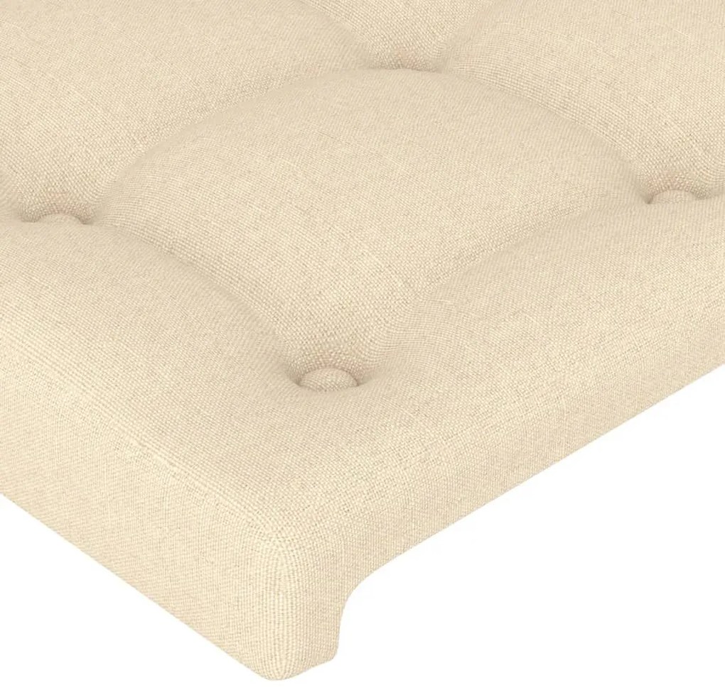 Cabeceira de cama c/ luzes LED tecido 160x5x78/88 cm cor creme