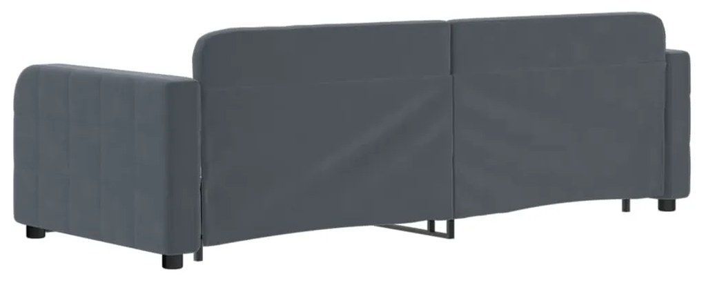 Sofá-cama com gavetão 80x200 cm veludo cinzento-escuro