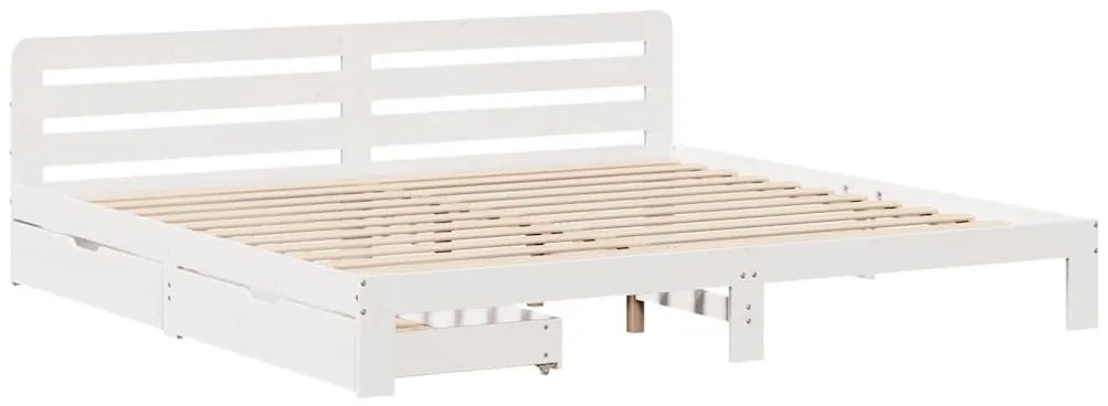 Cama sem colchão 200x200 cm madeira de pinho maciça branco