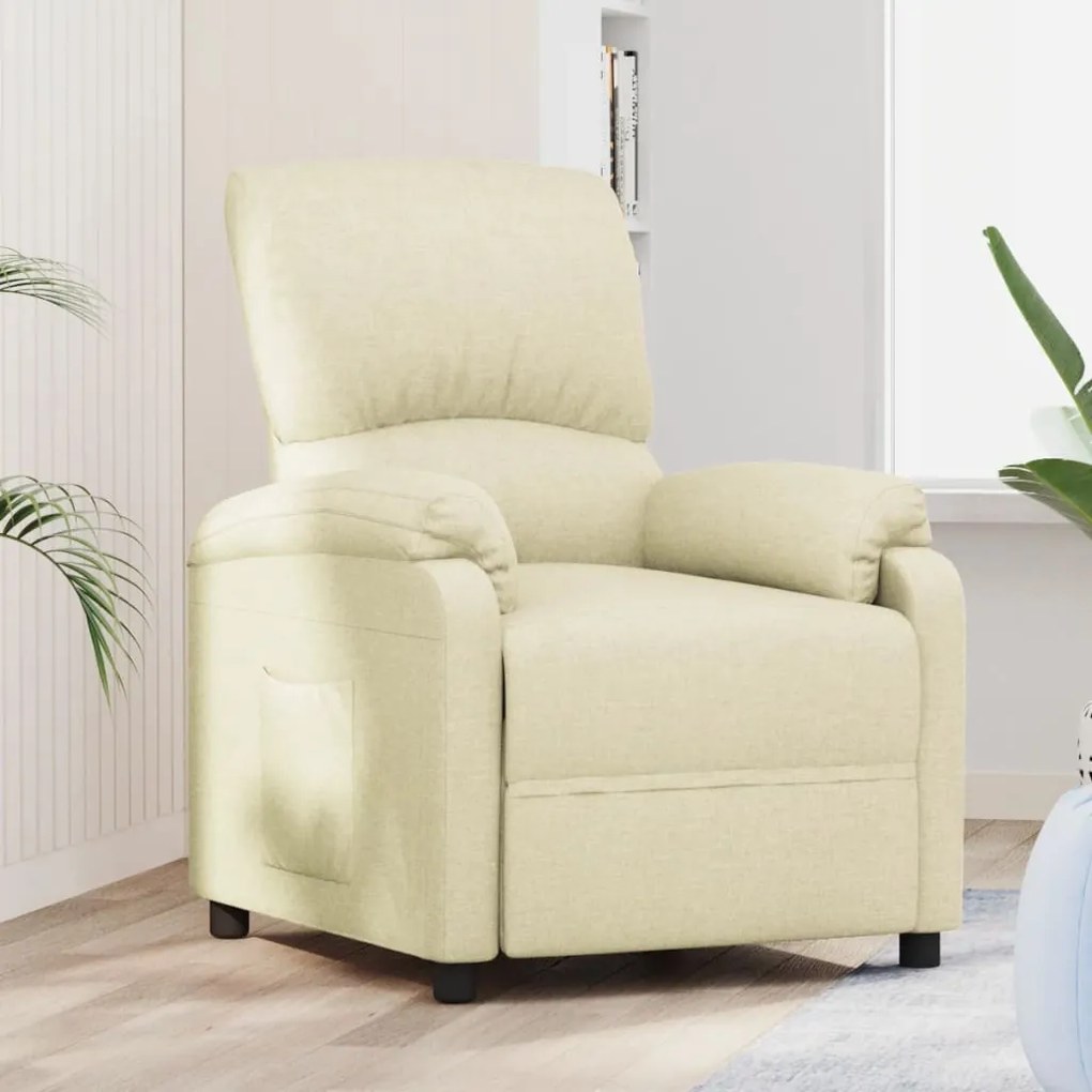 vidaXL Poltrona reclinável tecido cor creme