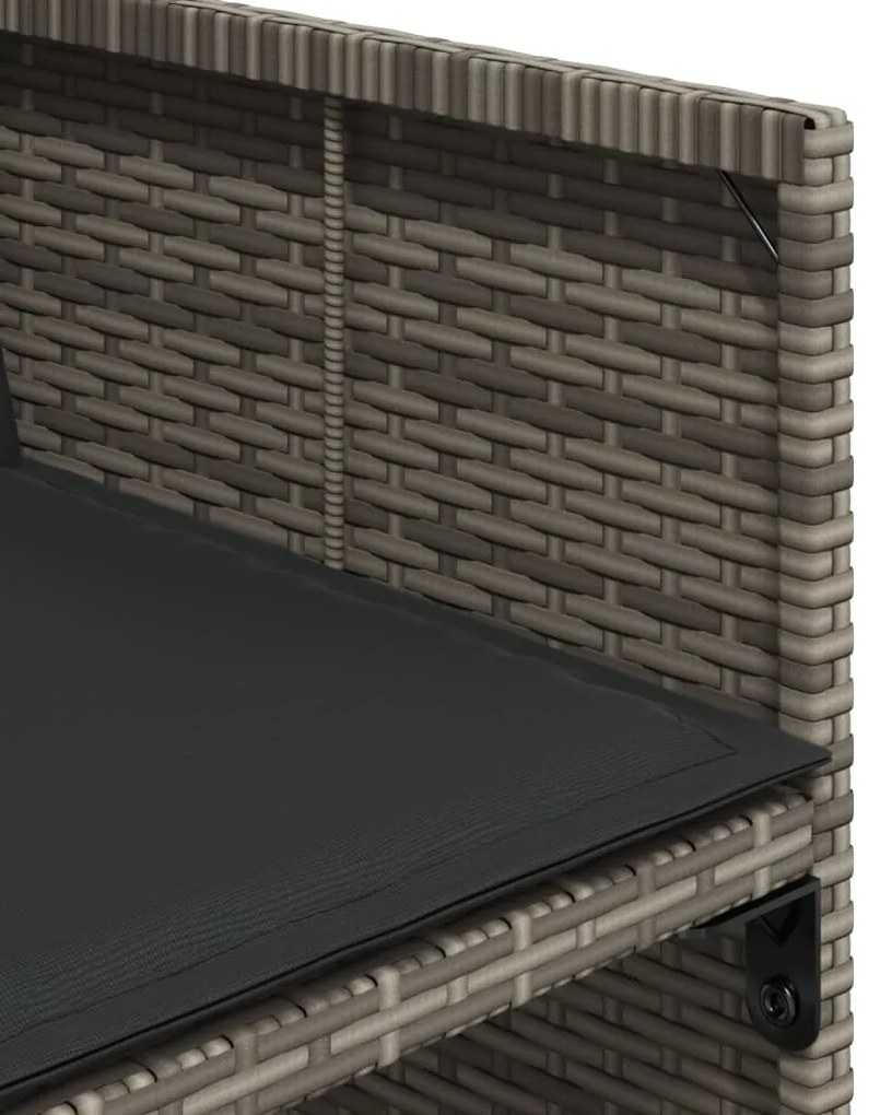 13 pcs conjunto jantar p/ jardim c/ almofadões vime PE cinzento