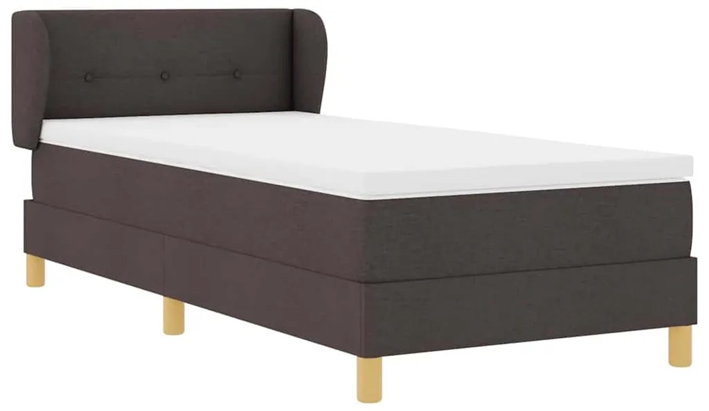 Cama Box Spring com Colchão em Castanho Escuro, 90x200 cm, Tecido