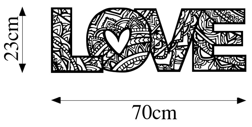 Acessório Decorativo de Metal Love 5 – Preto – 23 x 70 cm
