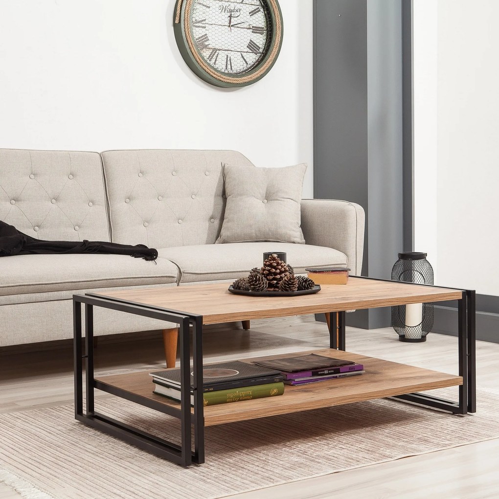 Mesa de Centro Cosmo – Pinho Atlântico Preto – 110x40x70 cm