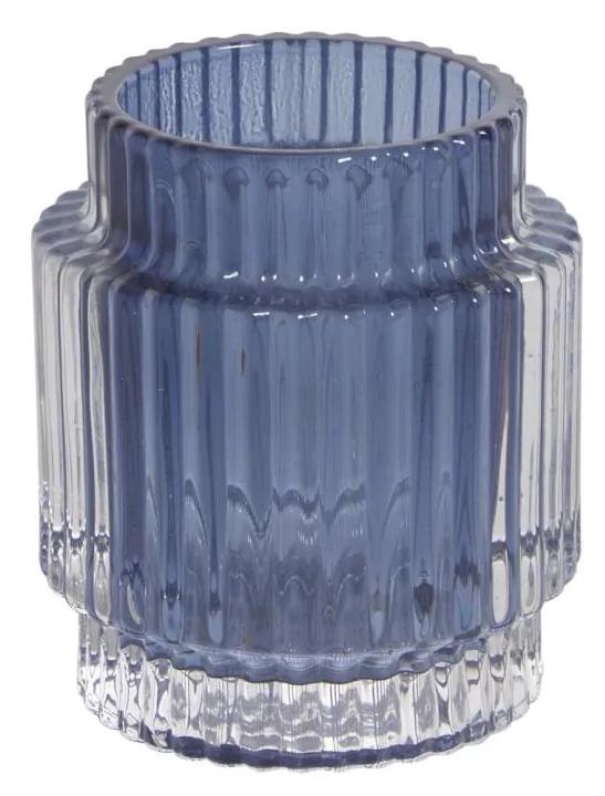 Kave Home - Castiçal pequeno Florentine de vidro transparente e azul