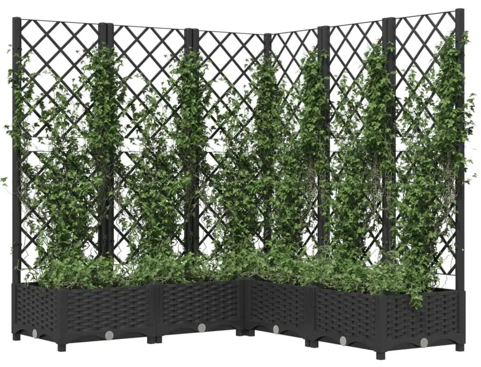 Vaso/floreira jardim c/ treliça 120x120x121,5 cm PP preto