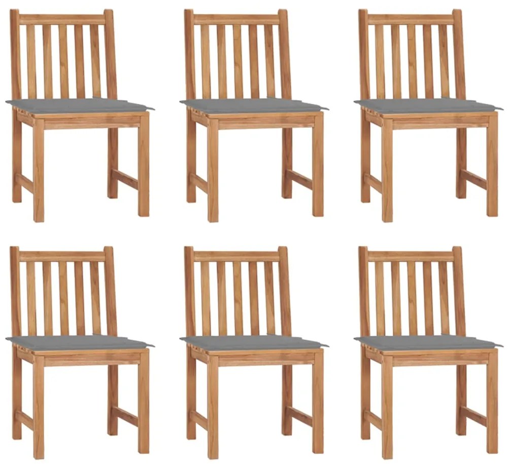 vidaXL Cadeiras de jardim 6 pcs c/ almofadões madeira de teca maciça