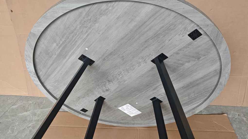 HOMCOM Mesa de Jantar Redonda para 4 Pessoas Ø 100 cm, Estrutura Quadrada em Aço Carbono, Estilo Industrial, Efeito Madeira Cinza | Aosom Portugal