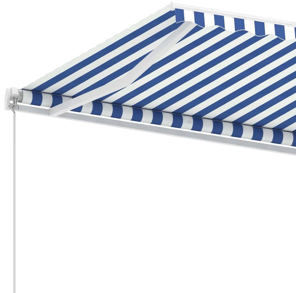 Toldo retrátil manual independente 450x300 cm azul e branco