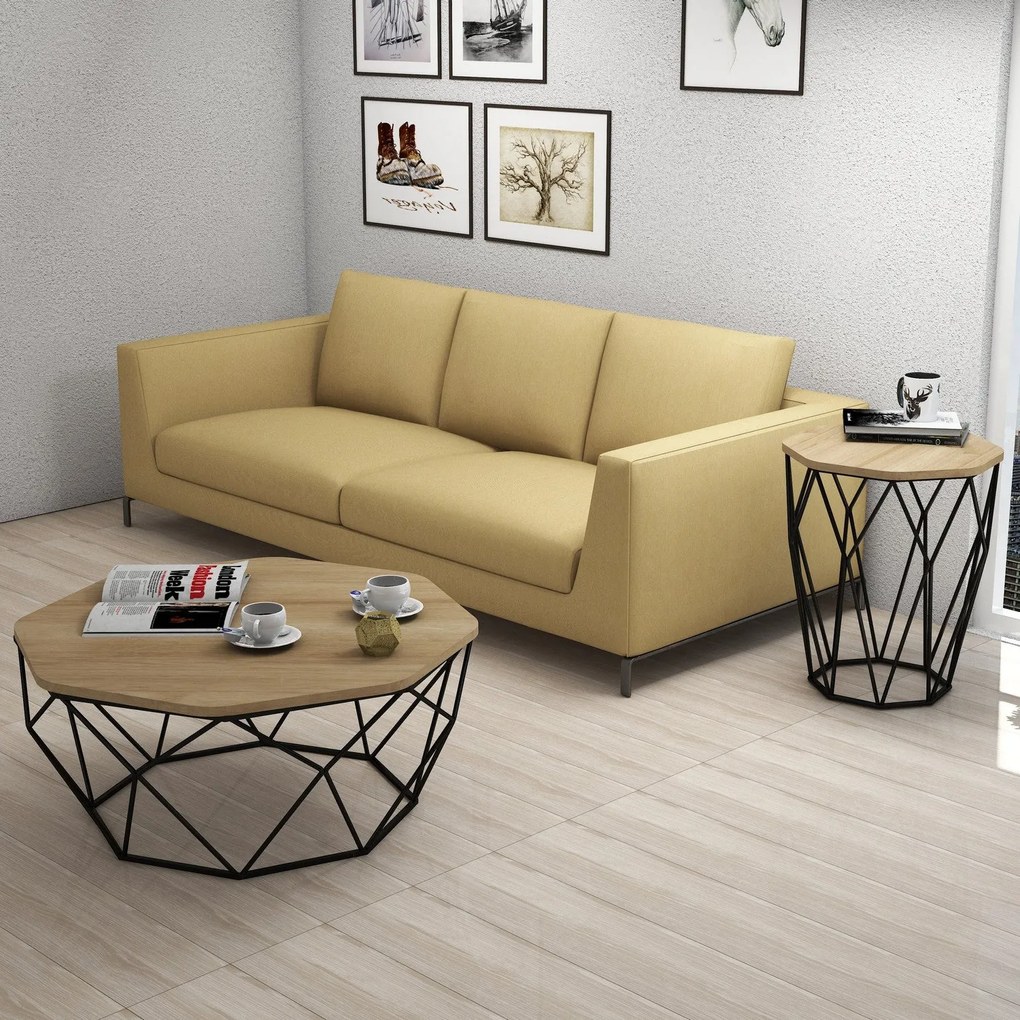 Mesa de Apoio Sofya – Carvalho/Preto – 46x57x46 cm