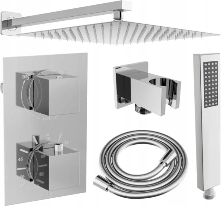Mexen Cube DR02 conjunto de duche embutido com chuveiro de 30 cm, cromado - 77502DR0230-00