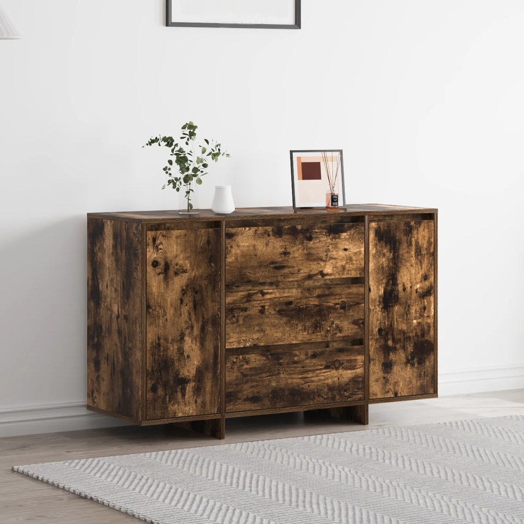 Sideboard Carvalho Fumado 120x41x75 cm Madeira Reforçada