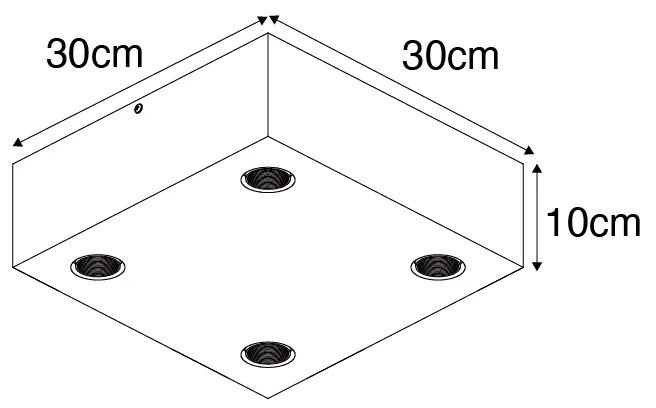 Candeeiro de teto rústico vintage em madeira 4 luzes - Bloc