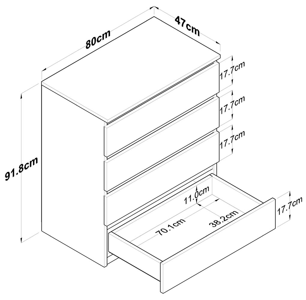 Cômoda BE102 – Branco – 80x97,8x47 cm