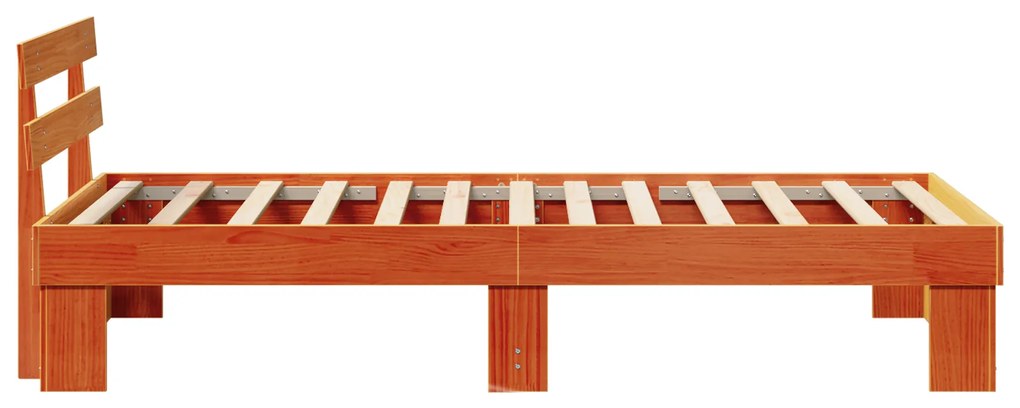Estrado de Cama com Cabeceira Castanho Encerado 90x190 cm Madeira Maci