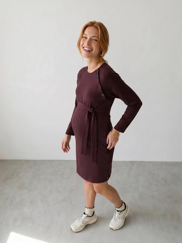 Vestido de gravidez e amamentação castanho