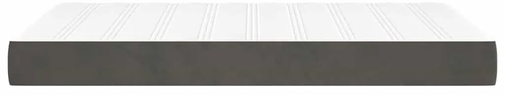 Colchão de molas ensacadas 120x220x20 cm veludo cinza-escuro