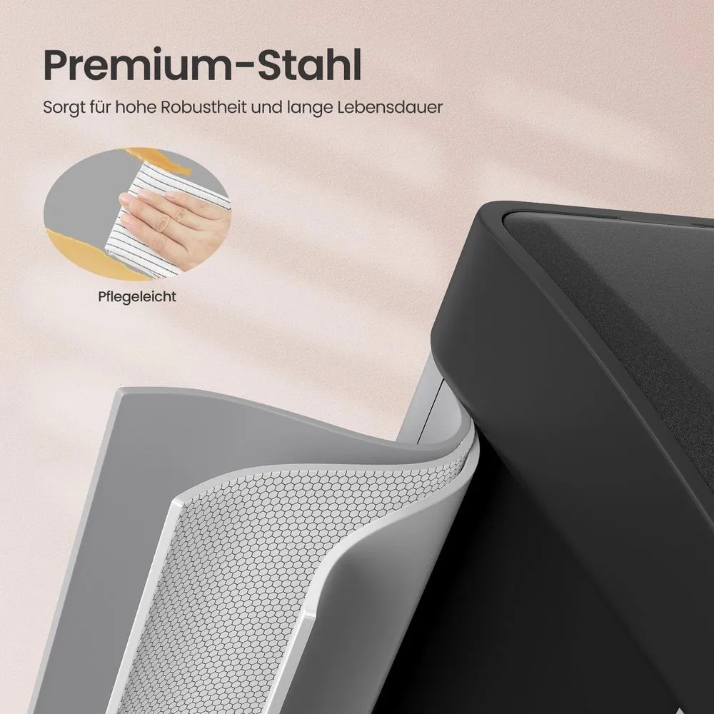 Caixote do lixo para cozinha 3 compartimentos x 8 L, 47 x 28,3 x 39,5 cm cinzento + preto