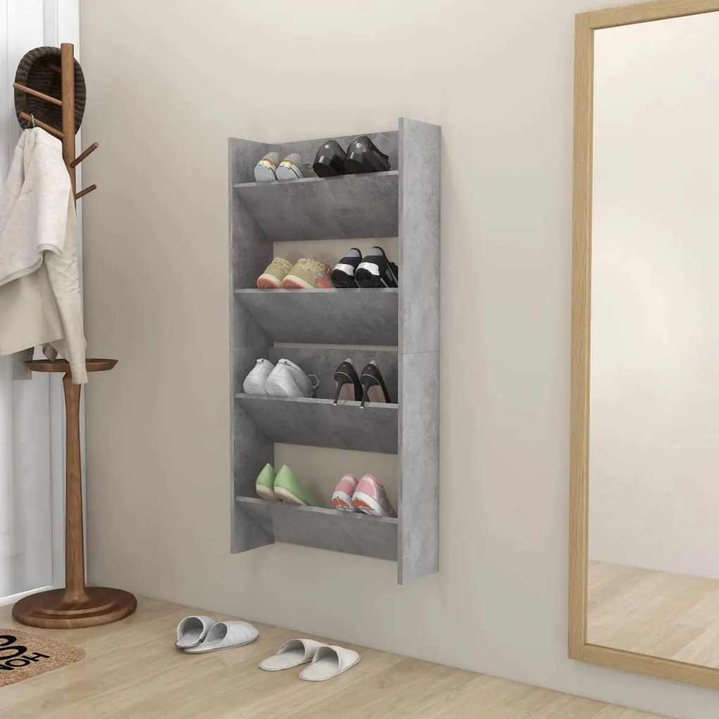 Sapateiras de parede 2 pcs 60x18x60 cm contrapl. cinza cimento