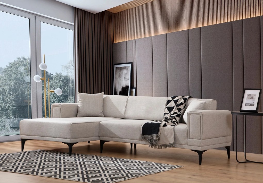 Sofá-cama de canto Horizon – Ecru – 140x250 cm